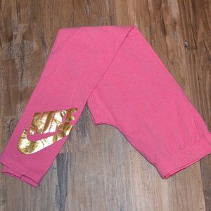 Girls Nike Tight Fit Leggings NWOT Pink and Gold Size XL